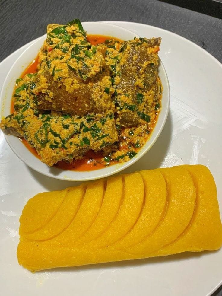 Egusi Soup + Beef + Eba + Zobo
