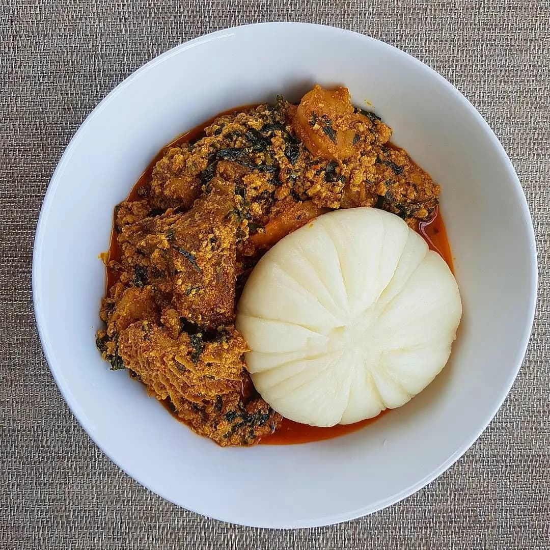 Egusi Soup + Beef + Poundo + Zobo