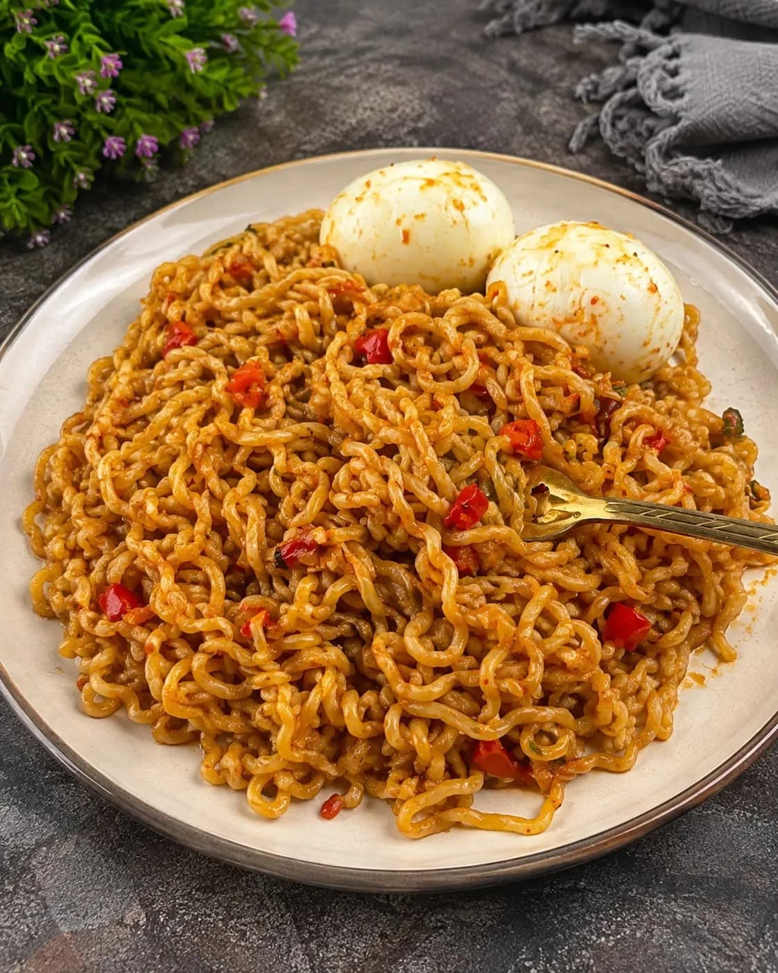 Noodles + Fried Egg + Zobo